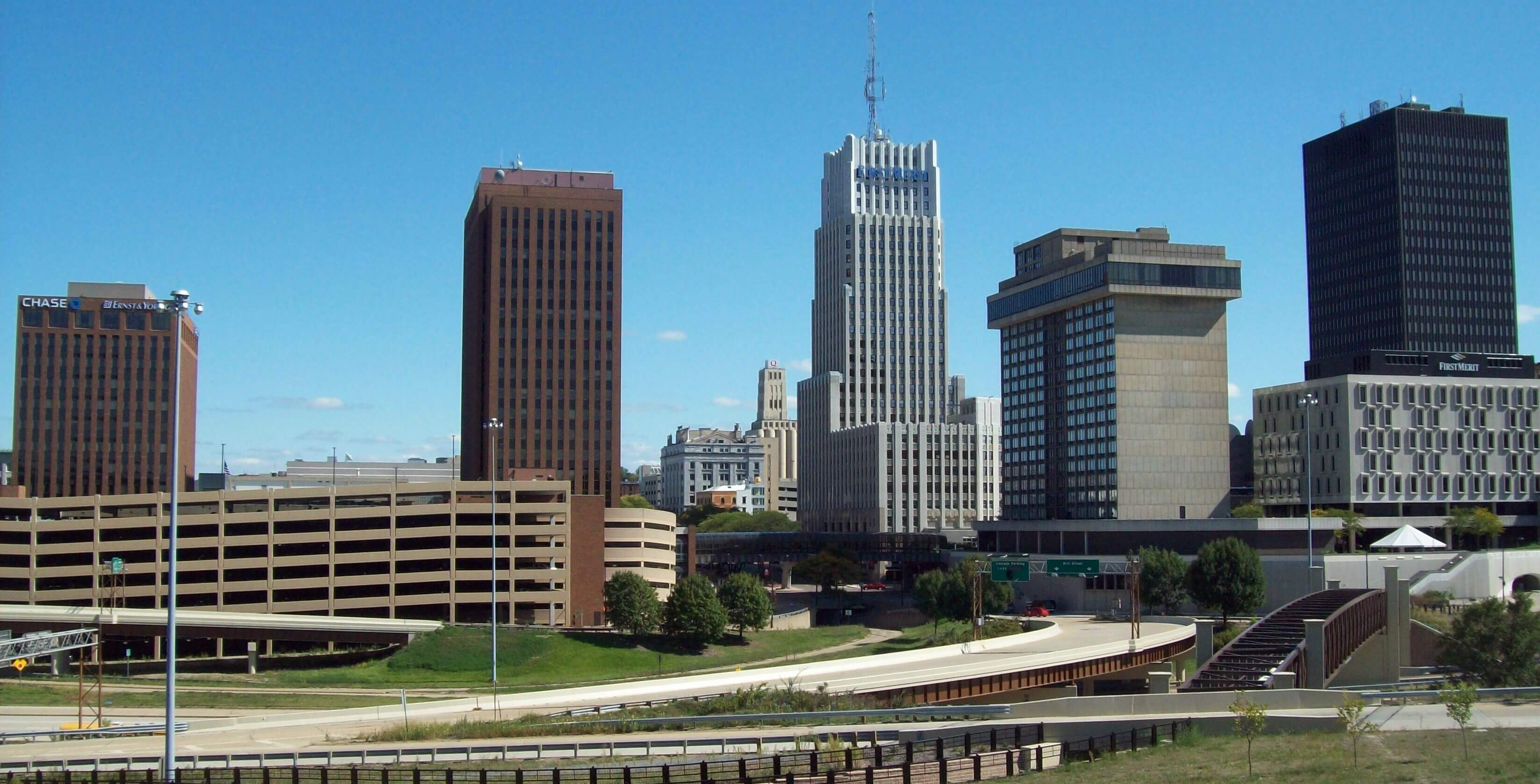 Panorama of downtown Akron Ohio